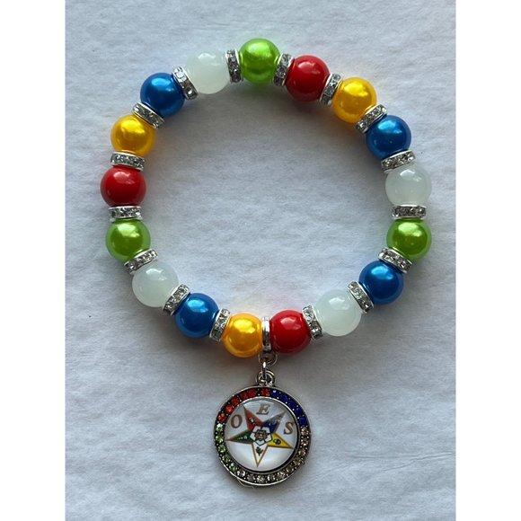 Eastern Star Beaded Elastic Bling Charm Bracelet - Picture 8 of 11